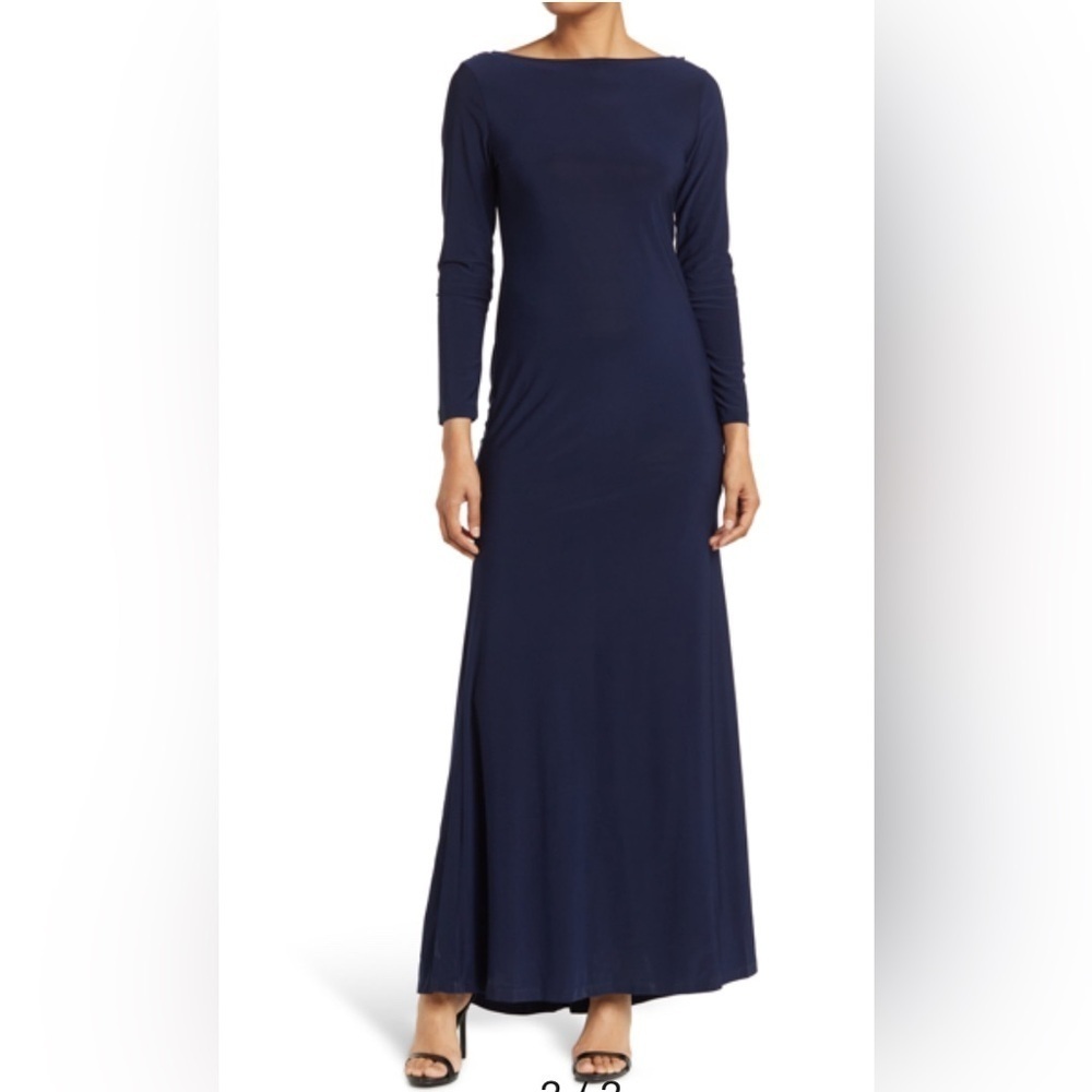 MARINA Navy Blue Long Sleeve Dress